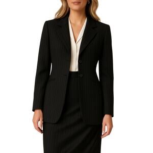 Vintage Anne Klein Black Pinstripe Blazer Formal Corpcore Small